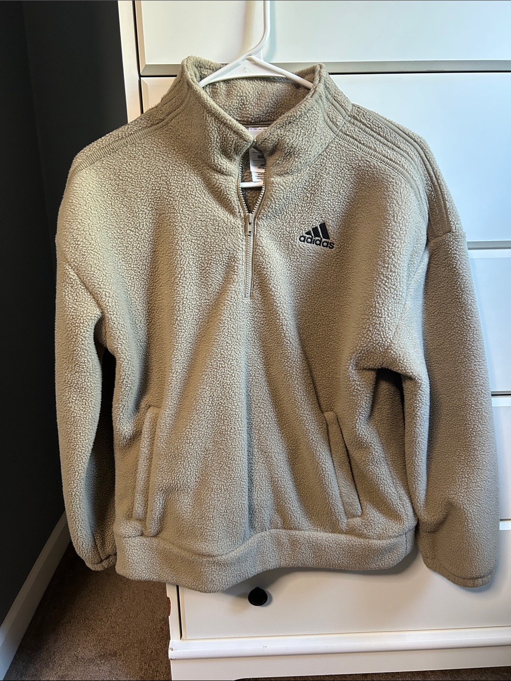 Adidas Kids' Beige Sherpa Quarter-Zip Jacket